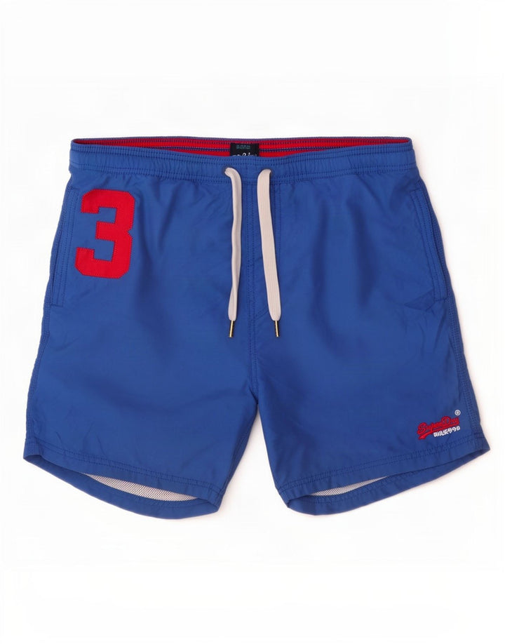 Superdry Herren Badeshorts mit Grafik, Größe L, Blau, Polyester