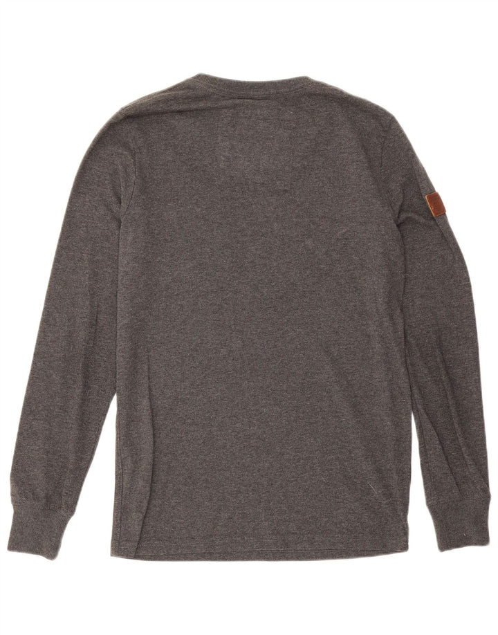 Superdry Herren-Oberteil, langärmelig, klein, graue Baumwolle