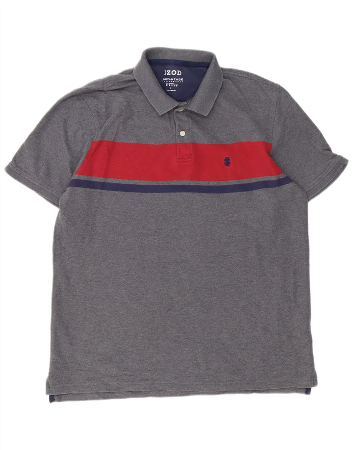 IZOD Herren-Poloshirt, groß, Grau, Colourblock-Baumwolle