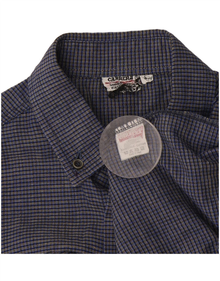 Carrera Herren-Kurzarmhemd aus mittelblauer, karierter Baumwolle