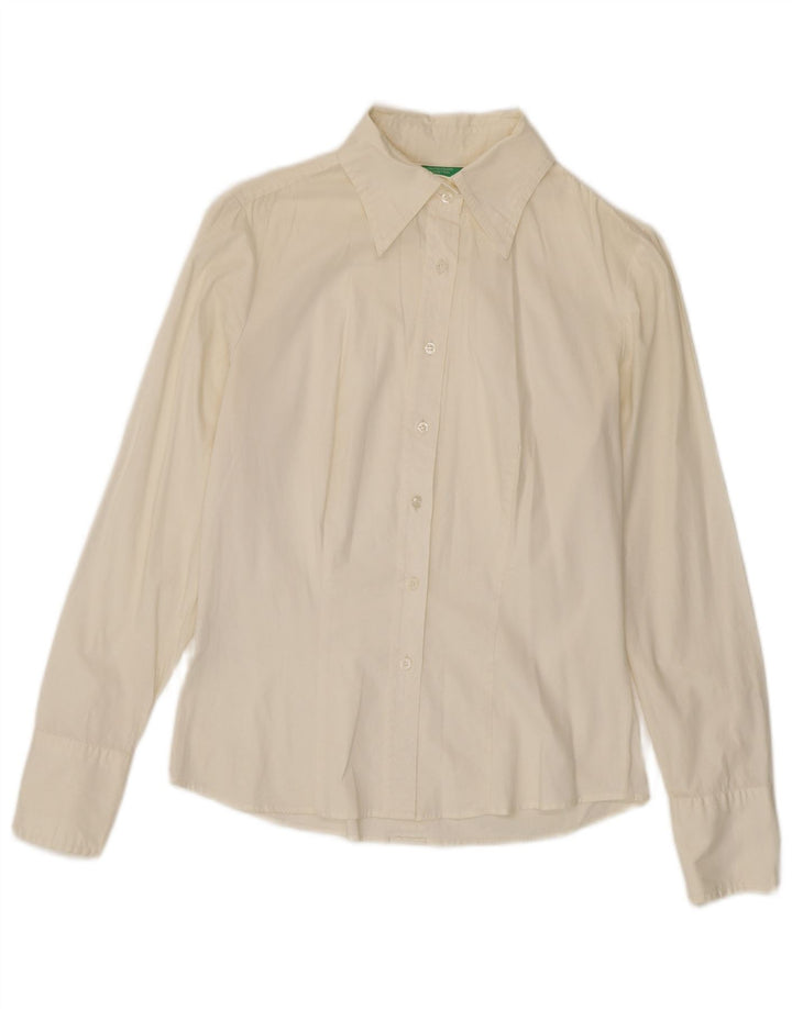 Benetton Damen-Hemd UK 12 Medium Weiß