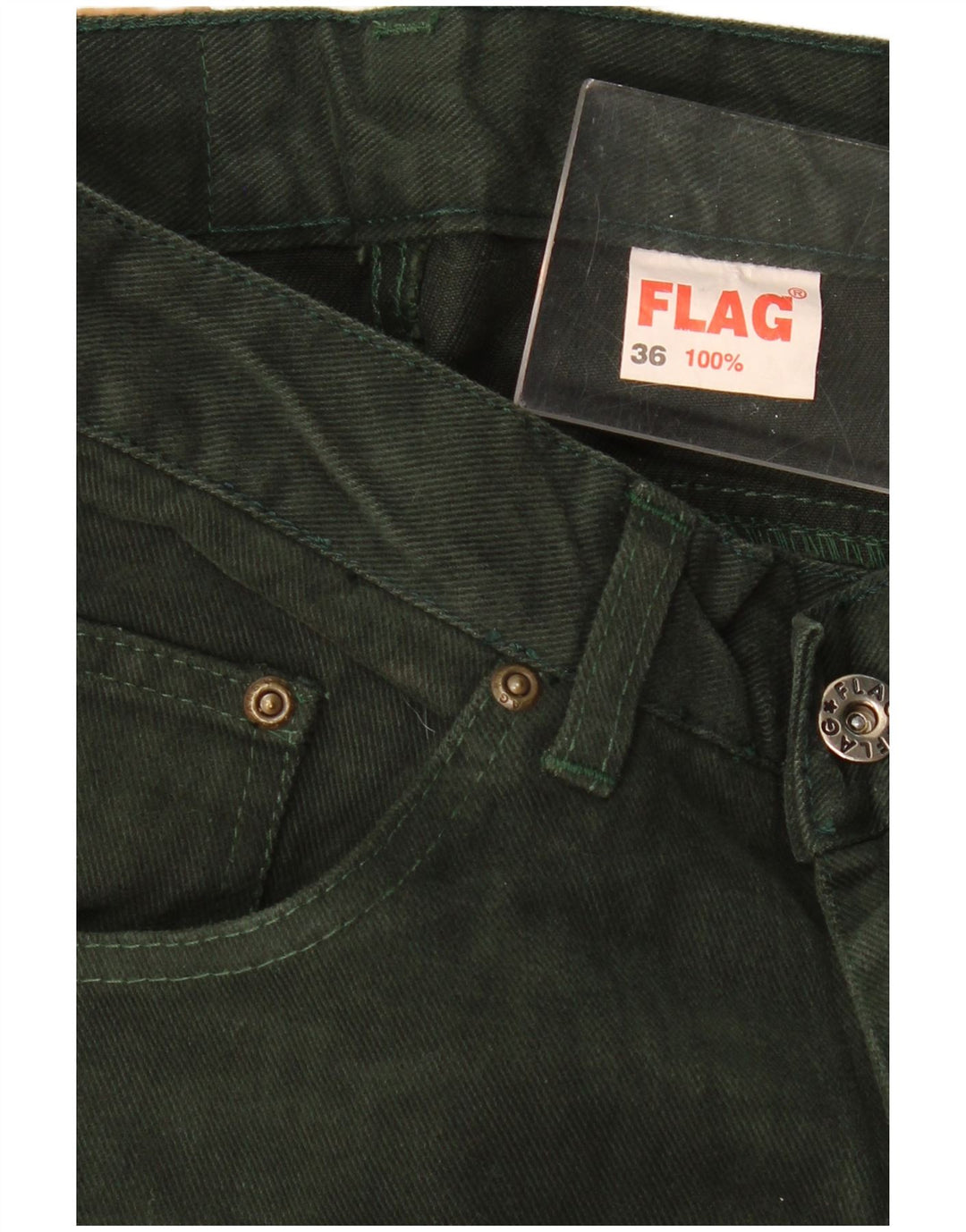 VINTAGE Damen High Waist Slim Jeans EU 36 Small W28 L31 Grüne Baumwolle