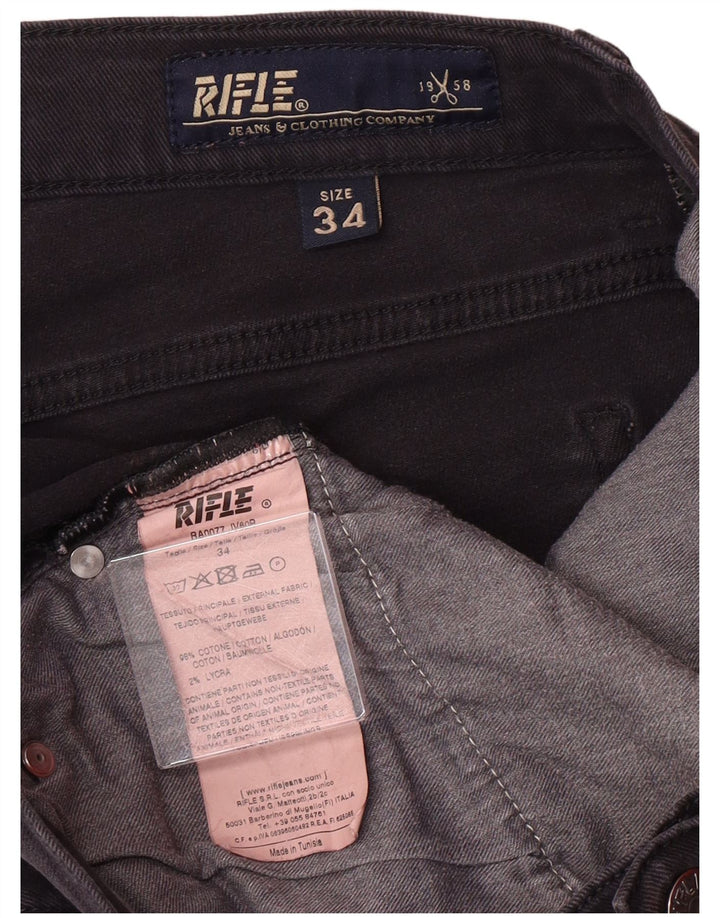 RIFLE Herren Slim Jeans W34 L34 Graue Baumwolle