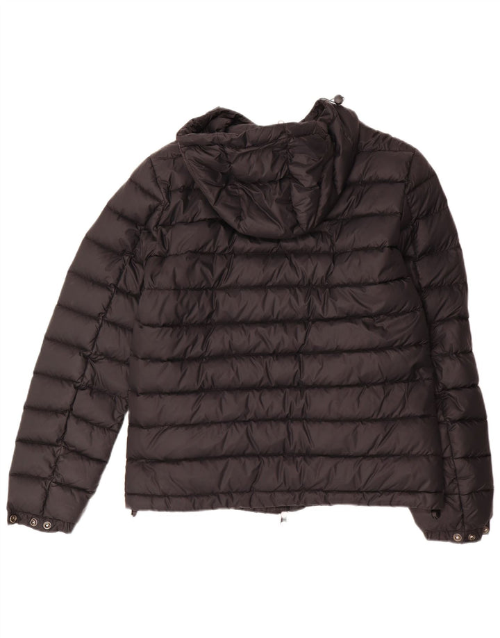 ARMANI JEANS Wattierte Damenjacke mit Kapuze, UK 14, Mittelschwarz, Polyamid