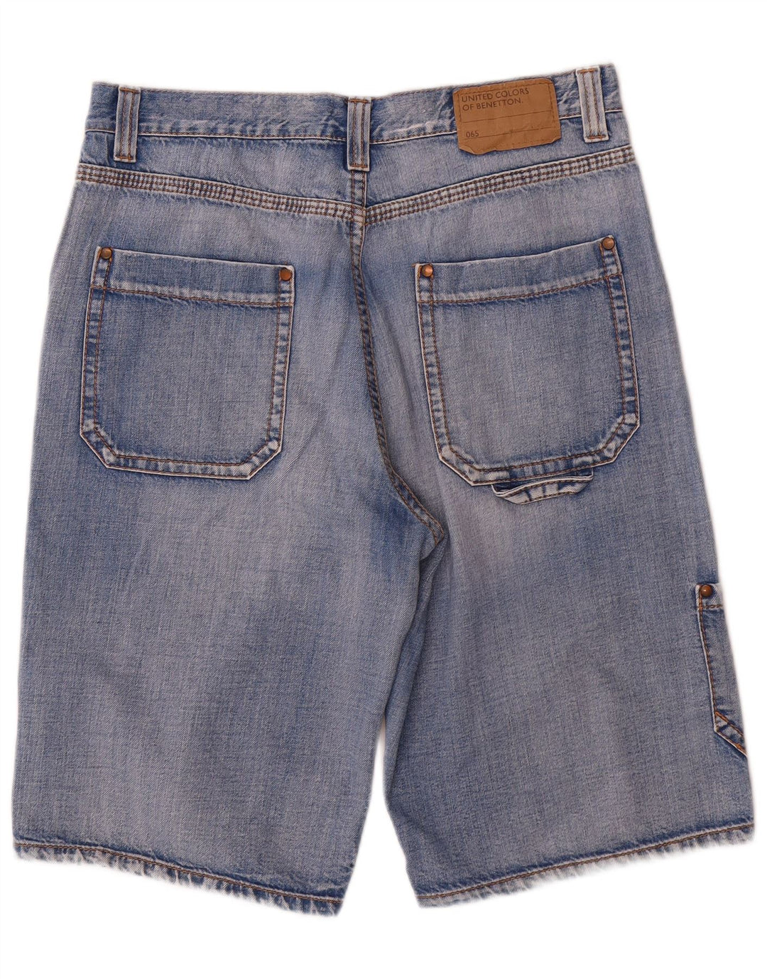 Benetton Herren Cargo Denim Shorts W34 Große blaue Baumwolle