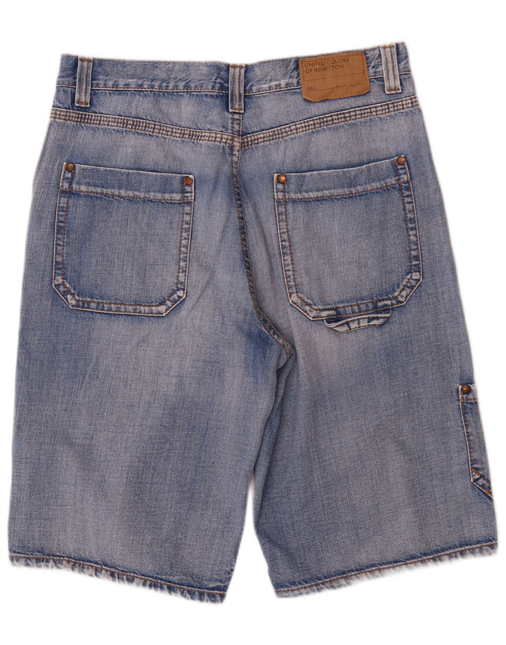 Benetton Herren Cargo Denim Shorts W34 Große blaue Baumwolle