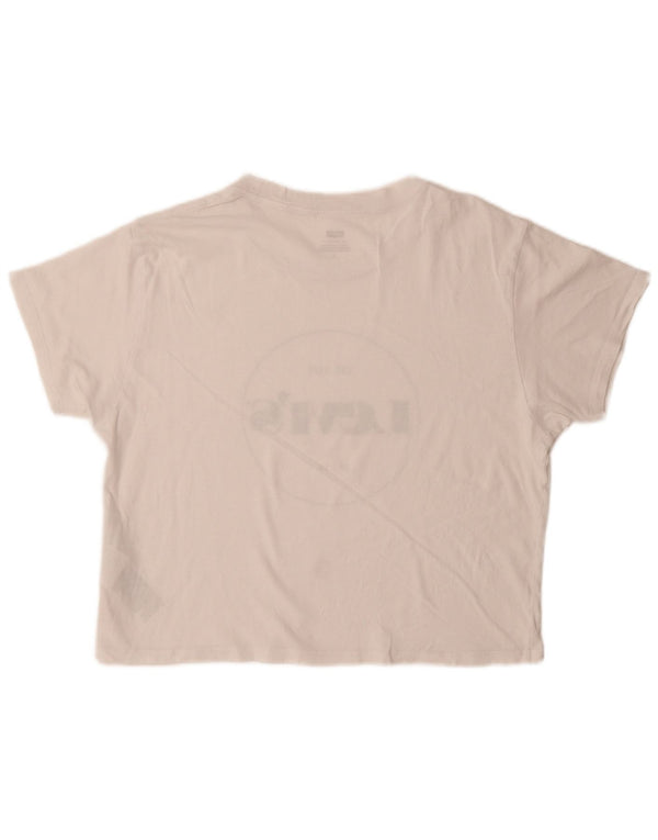 Levi's Womens Graphic T-Shirt Top UK 14 Mittelweiße Baumwolle