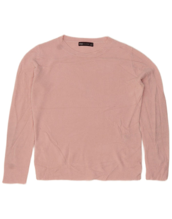 Marks & Spencer Damen-Pullover mit Rundhalsausschnitt, Gr. 10, klein, rosa, Acryl