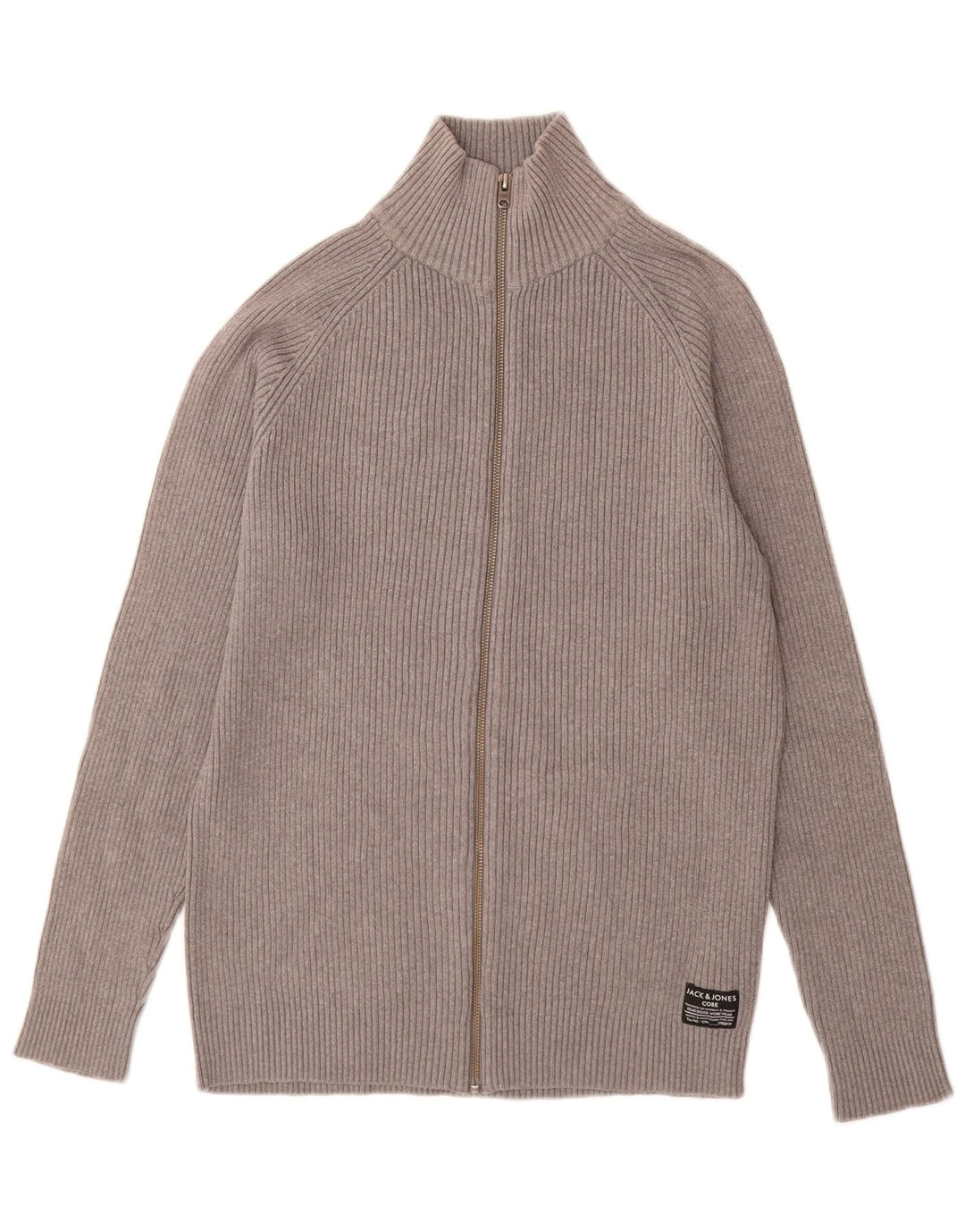 Jack & Jones Herren-Cardigan-Pullover aus mittelgrauer Baumwolle