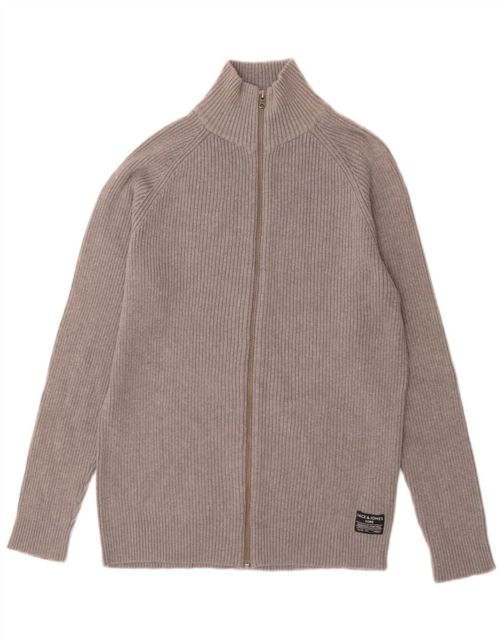 Jack & Jones Herren-Cardigan-Pullover aus mittelgrauer Baumwolle