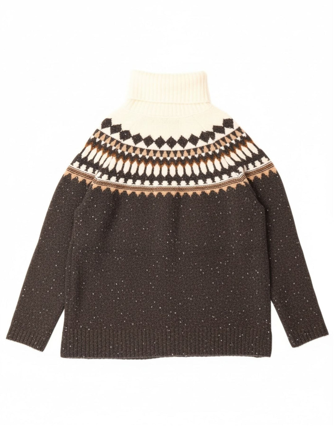 Marks & Spencer Damen-Pullover mit Rollkragen, Gr. 10, Größe S, Grau, Fair Isle