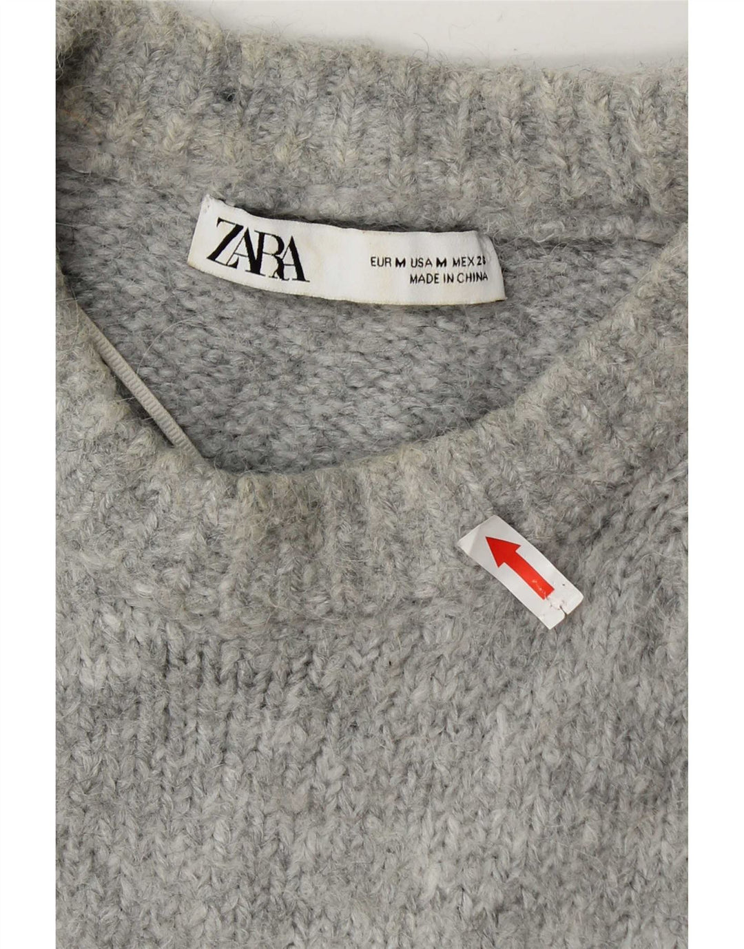 Zara Damen-Pullover, übergroß, Rundhalsausschnitt, Gr. 14, Mittelgrau, Acryl