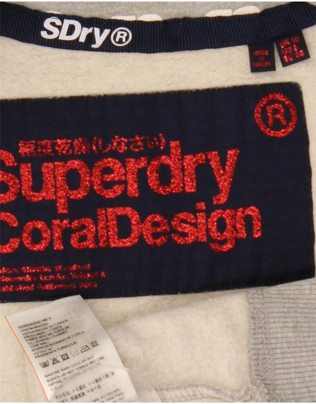 Superdry Damen-Trainingsanzugoberteil mit Grafik, UK 10, Größe S, Grau, Baumwolle