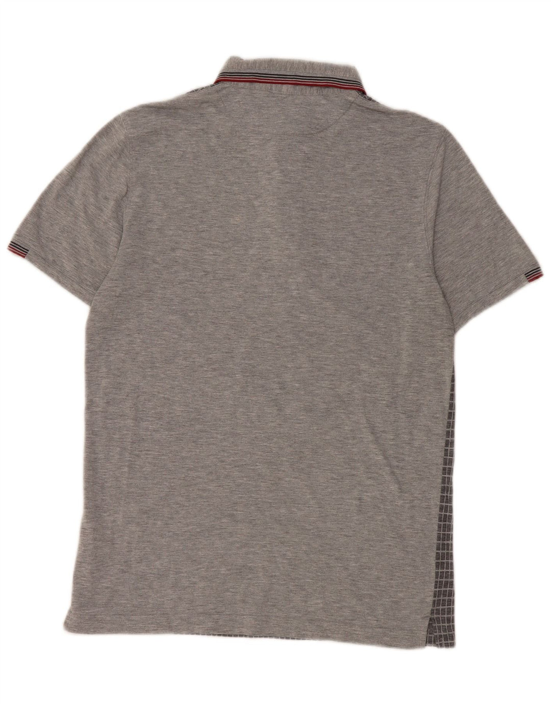 Ted Baker Herren-Poloshirt, Größe 3, mittelgraues Gingham-Polyester