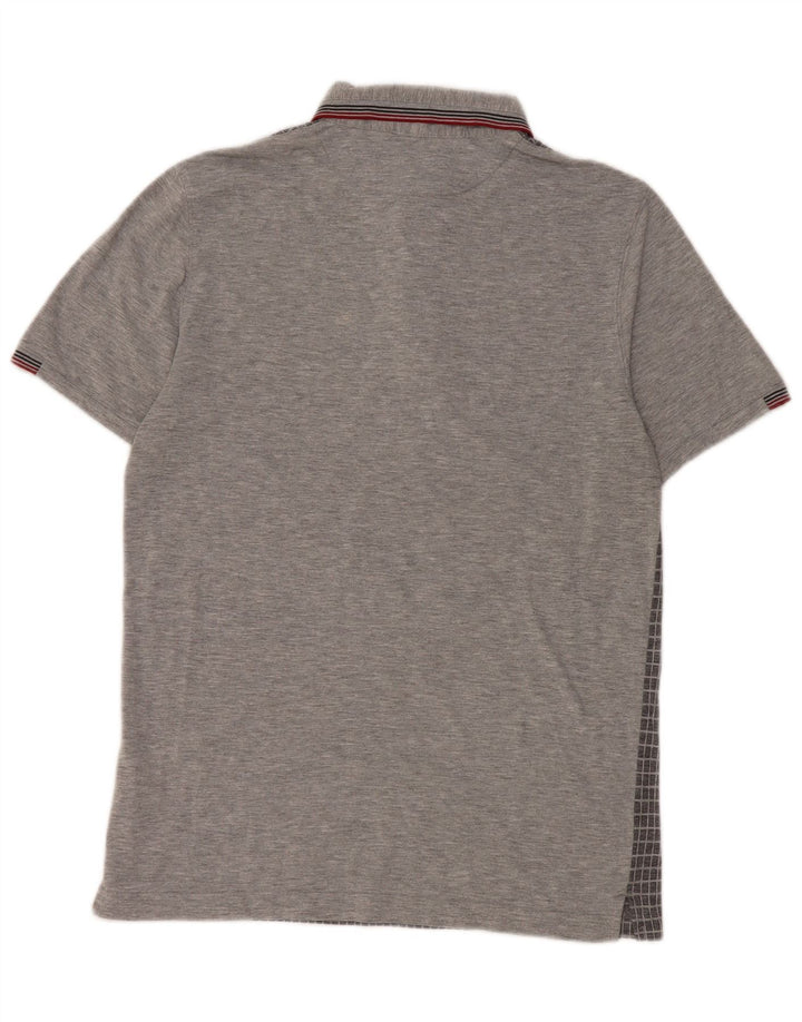 Ted Baker Herren-Poloshirt, Größe 3, mittelgraues Gingham-Polyester