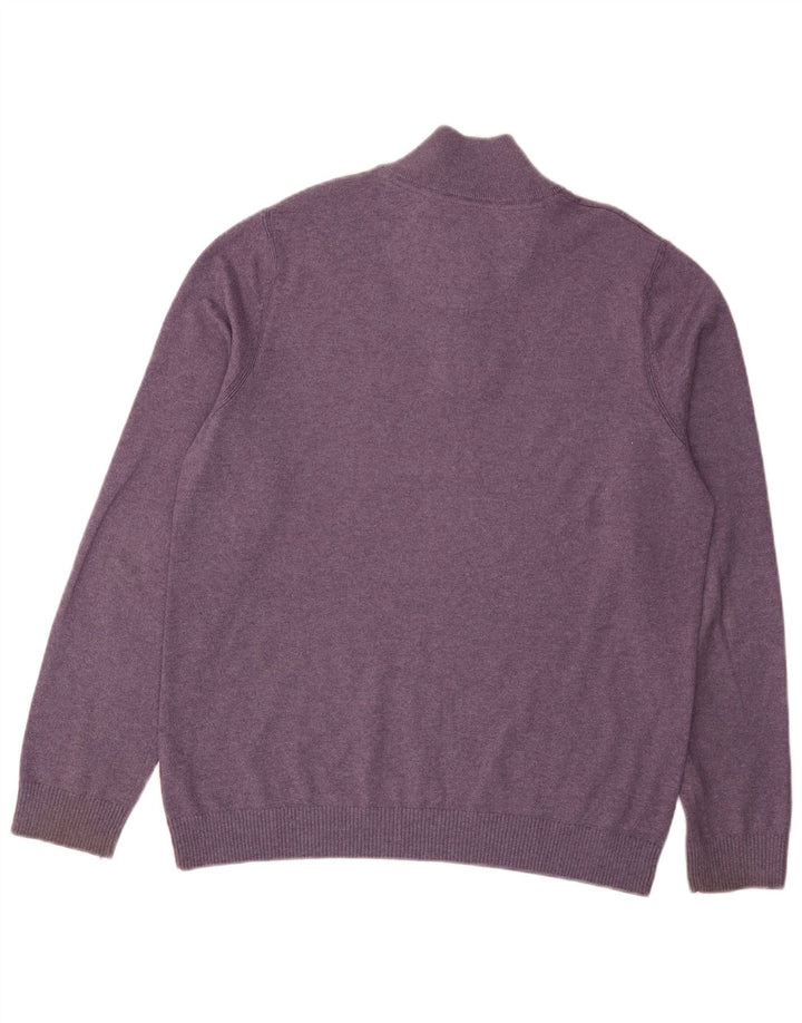 Fat Face Herren-Pullover mit Reißverschluss am Hals, groß, aus Baumwolle, Lila