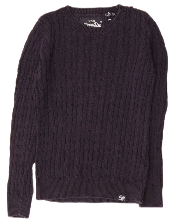 SUPERDRY Damen-Pullover mit Rundhalsausschnitt, Gr. 8, Marineblau, Baumwolle