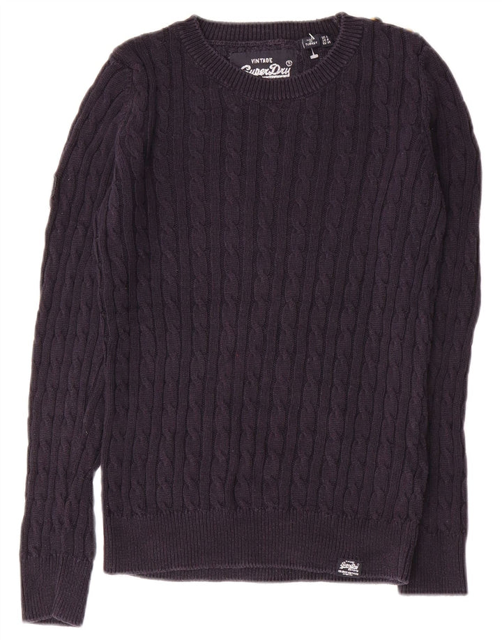 SUPERDRY Damen-Pullover mit Rundhalsausschnitt, Gr. 8, Marineblau, Baumwolle