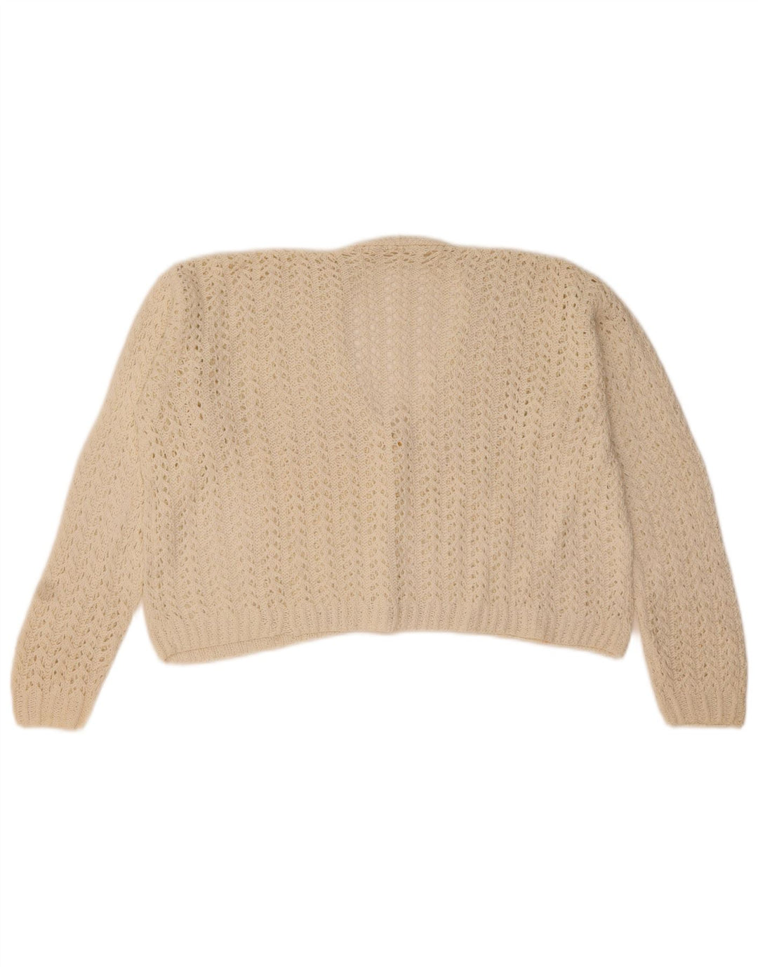 Vintage Damen Crop Cardigan Pullover UK 14 Mittelweiß