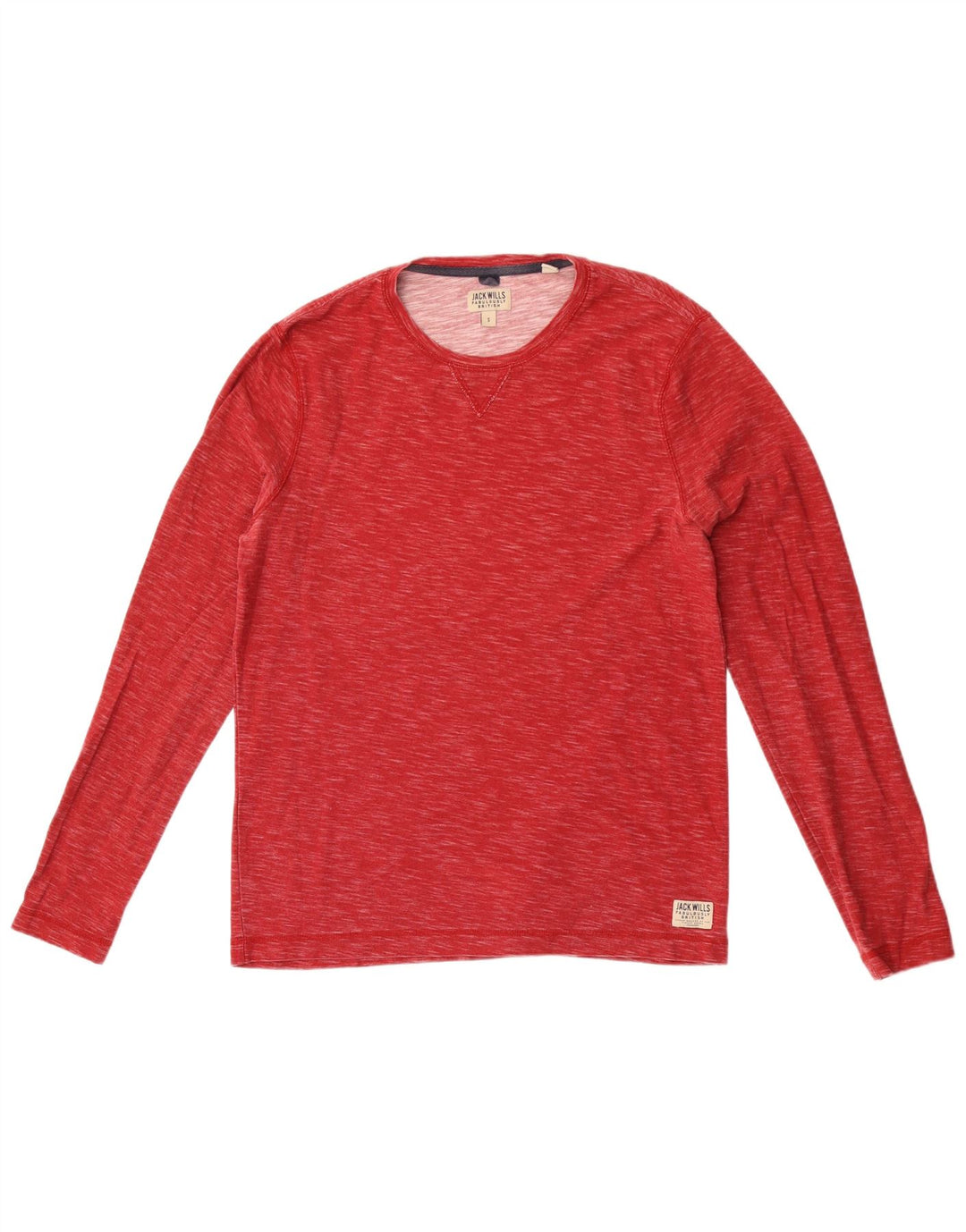 Jack Wills Herren-Oberteil, langärmelig, klein, rot gesprenkelte Baumwolle