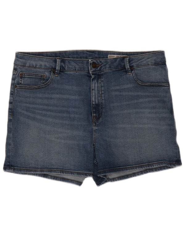 Marks & Spencer Damen Jeansshorts UK 18 XL W36 Blaue Baumwolle