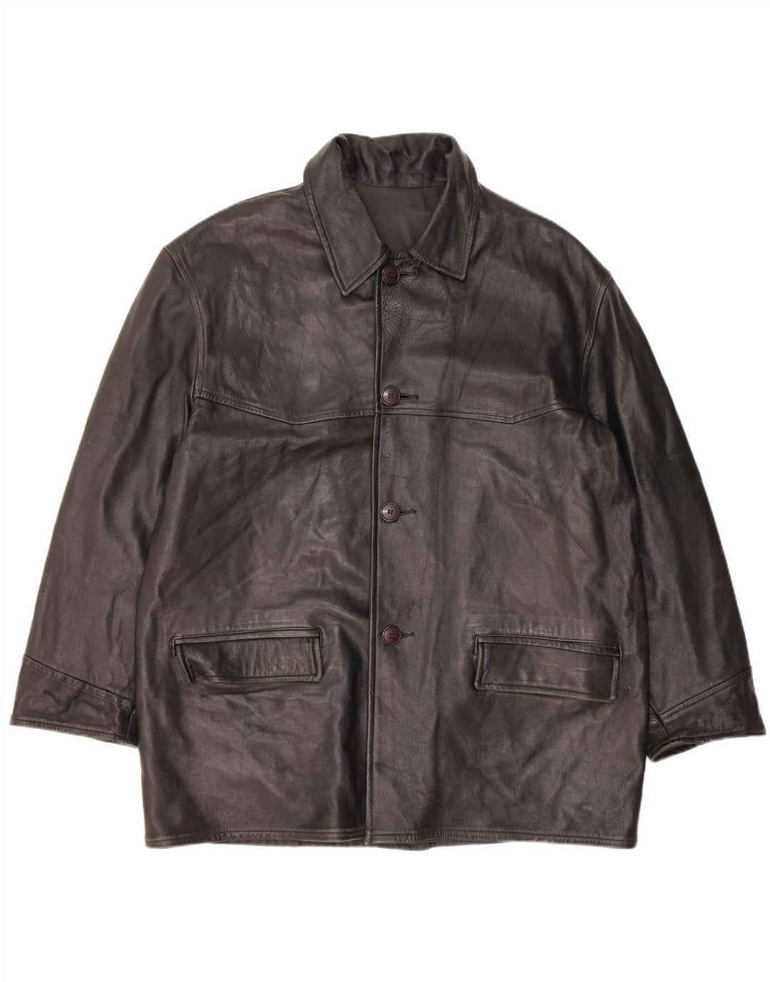 VINTAGE Herren Lederjacke UK 42 XL Schwarzes Leder