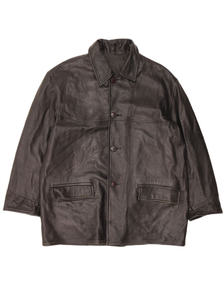 VINTAGE Herren Lederjacke UK 42 XL Schwarzes Leder