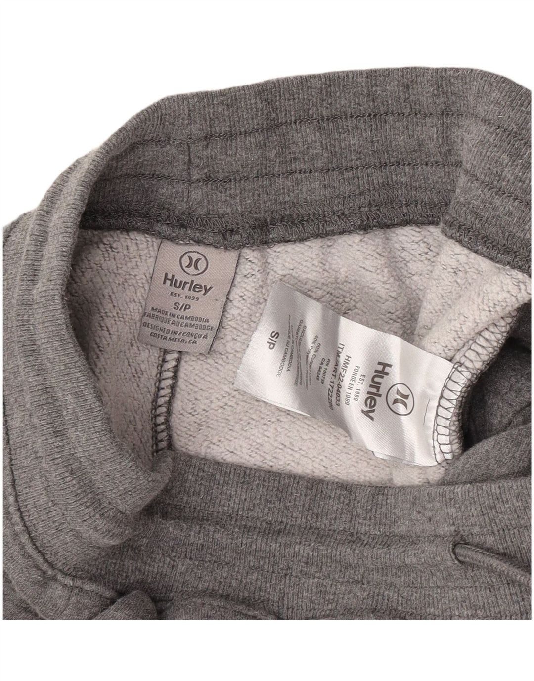 Hurley Herren-Trainingshose, Jogginghose, Größe S, Grau, Baumwolle