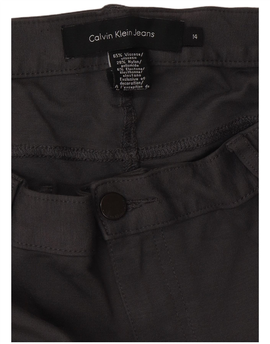 CALVIN KLEIN Damen Slim Freizeithose US 14 XL W34 L32 Graue Viskose