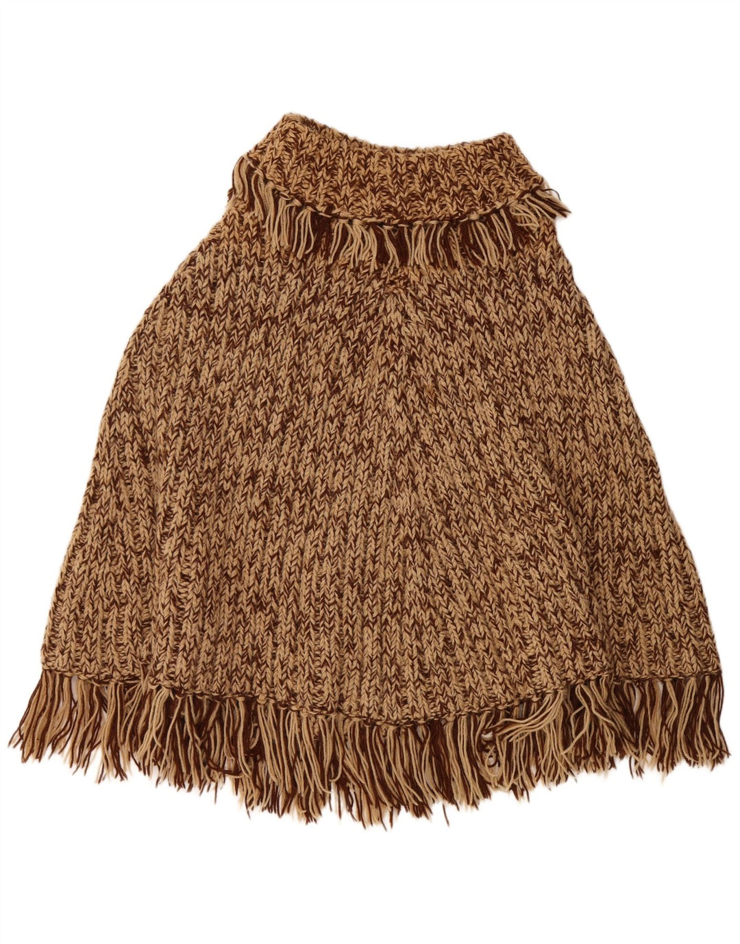 Vintage Damen Poncho Pullover Einheitsgröße Braun gefleckt
