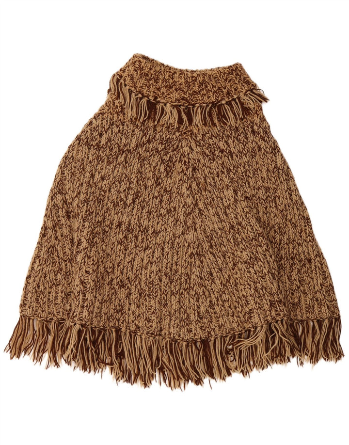 Vintage Damen Poncho Pullover Einheitsgröße Braun gefleckt