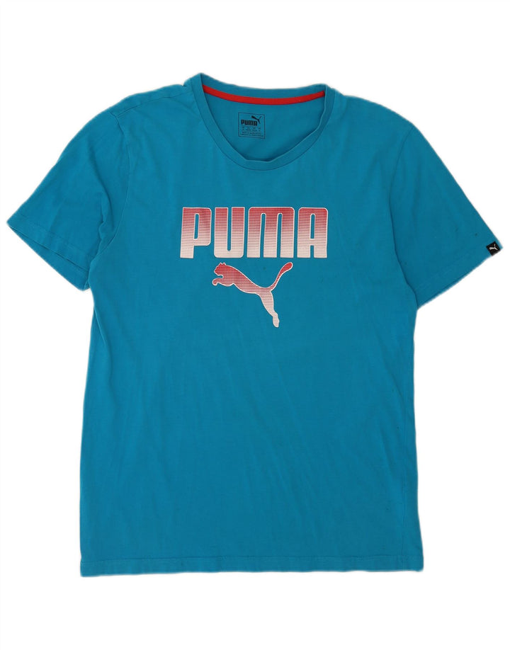 Puma Herren Grafik-T-Shirt-Oberteil aus mittelblauer Baumwolle