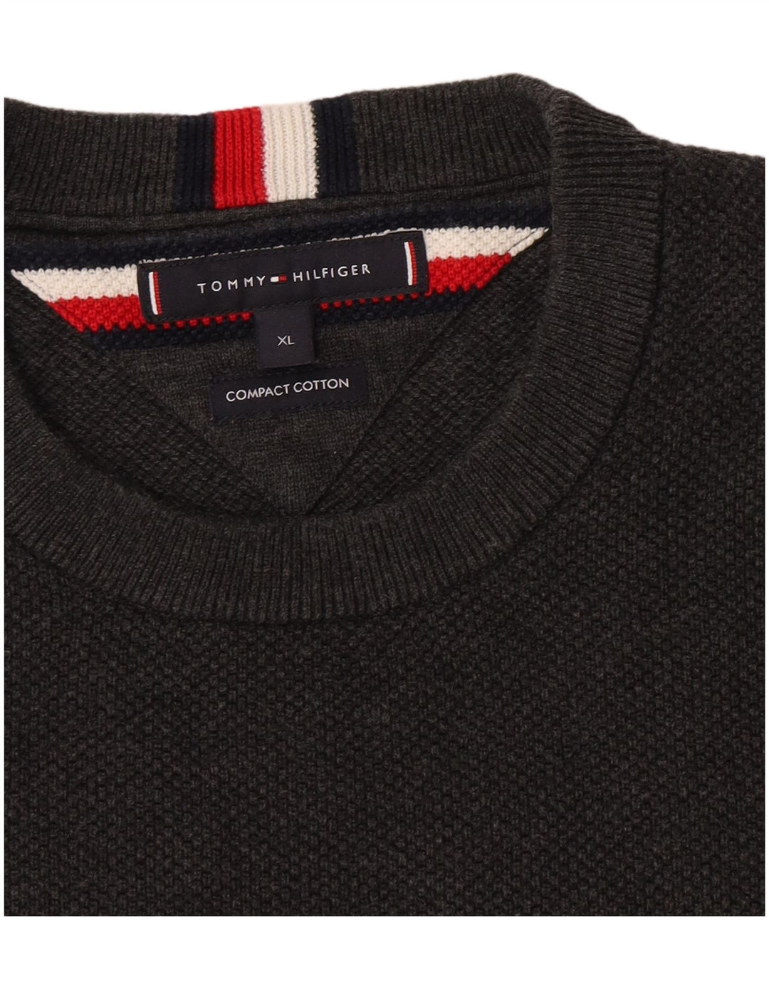 Tommy Hilfiger Herren-Pullover mit Rundhalsausschnitt, XL, graue Baumwolle
