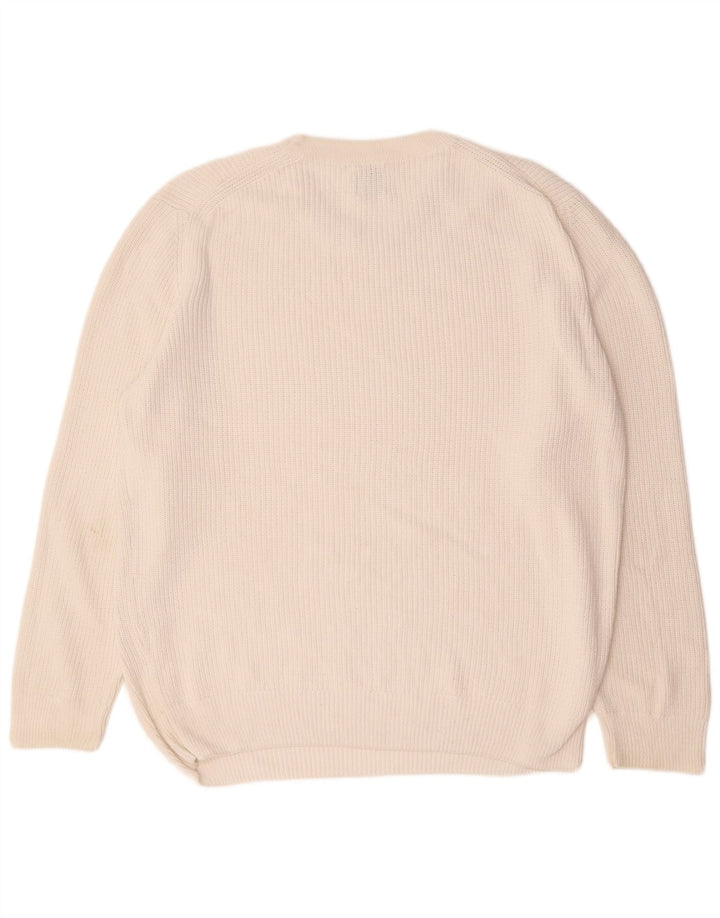 Zara Herren-Pullover mit Rundhalsausschnitt, Größe L, Weiß