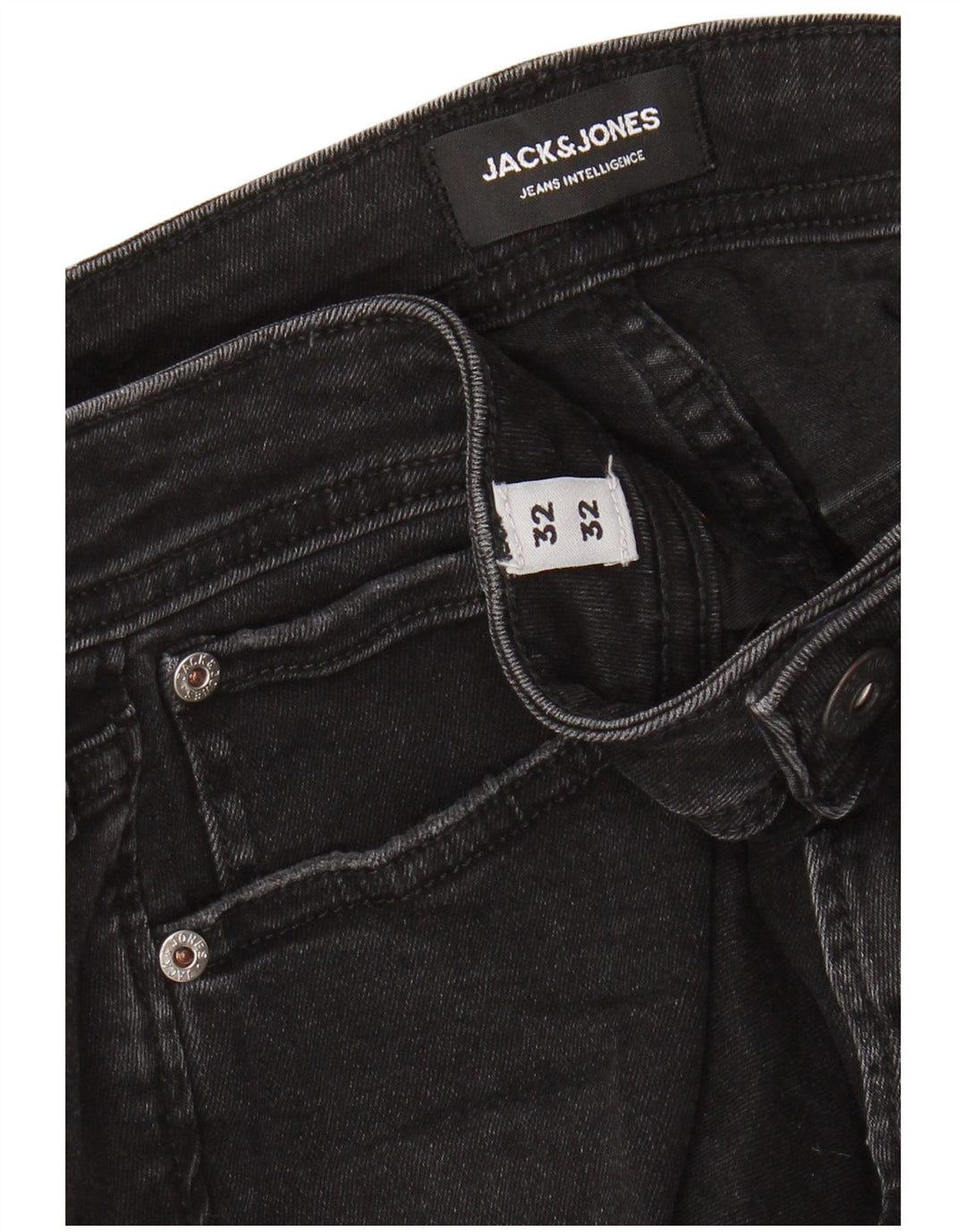 Jack & Jones Herren Distressed Skinny Jeans W32 L32 Schwarze Baumwolle