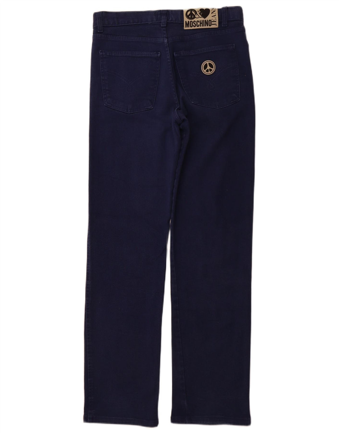 MOSCHINO Damen-Jeans mit hoher Taille, gerade, W32, L32, marineblau, Baumwolle