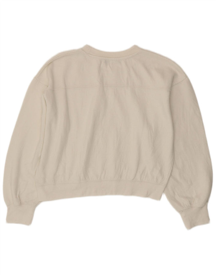 Zara Damen Crop Sweatshirt Pullover UK 14 Mittelweiß