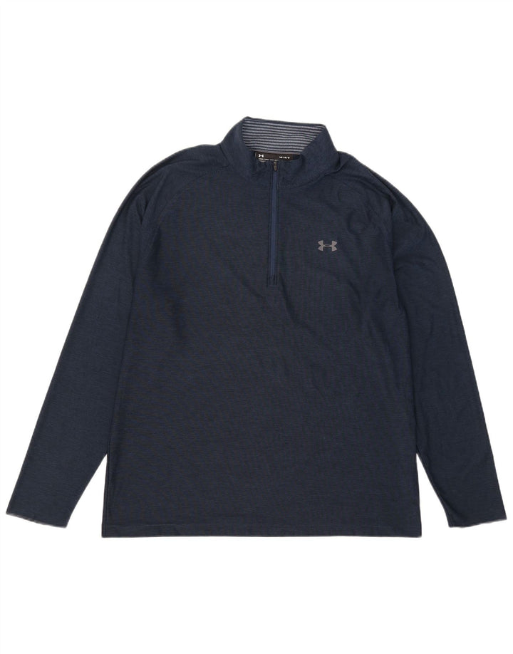 Under Armour Herren-Pullover-Trainingsanzugoberteil mit Reißverschluss, Größe L, Marineblau meliert