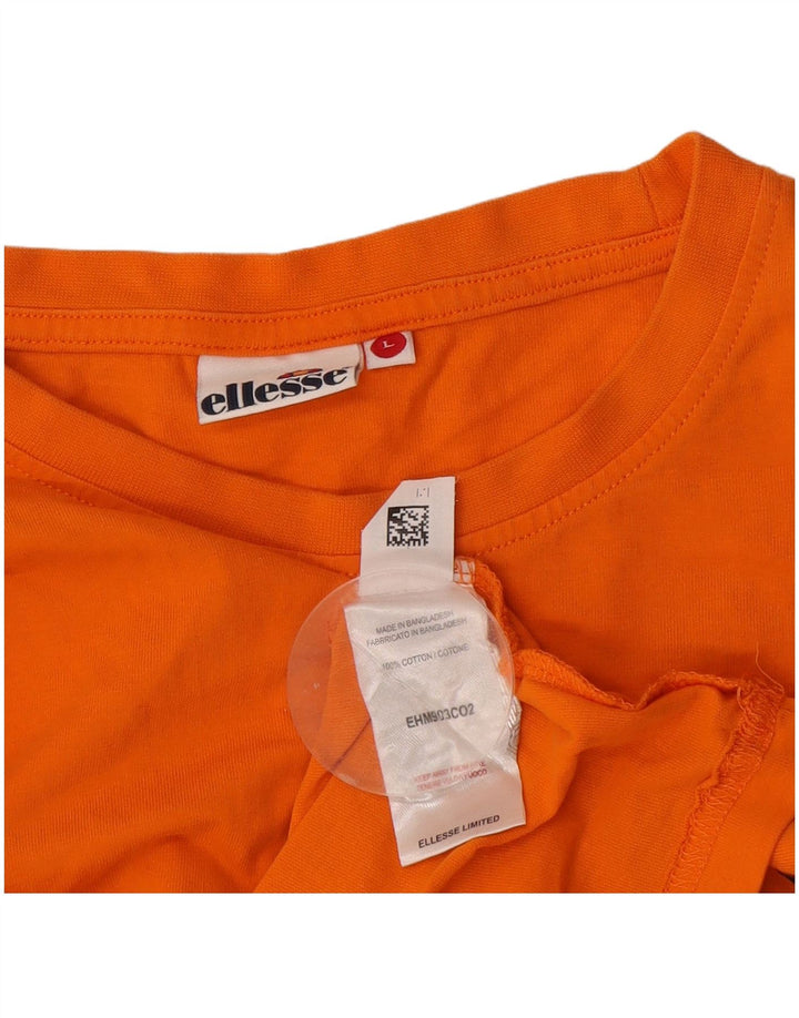 Ellesse Herren-T-Shirt mit Grafik, groß, orange, Baumwolle