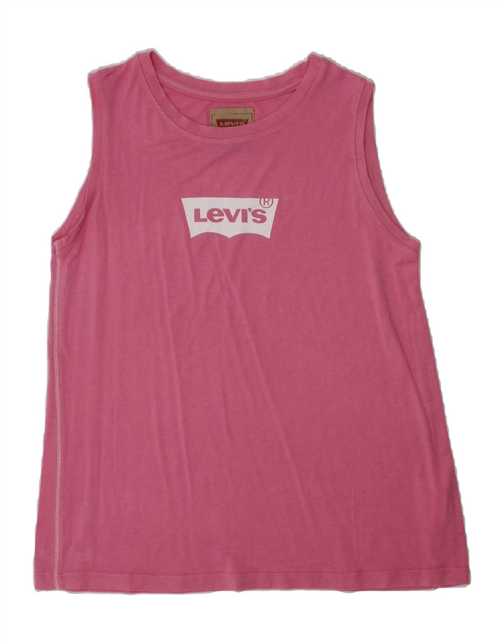 LEVI'S Girls Graphic Vest Top 11-12 Years Pink Viscose Vintage Levi's and Second-Hand Levi's from Messina Hembry 