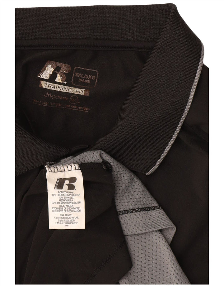 RUSSELL ATHLETIC Herren Dri-Power Poloshirt UK 54/56 3XL Schwarzer Farbblock