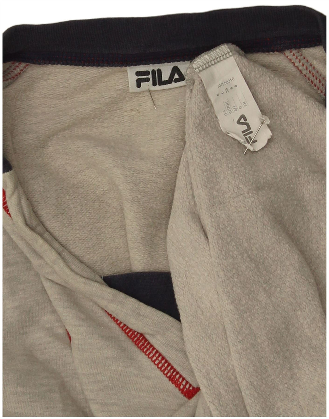 Fila Herren Grafik-Oberteil, langärmelig, groß, grau gestreift, Baumwolle