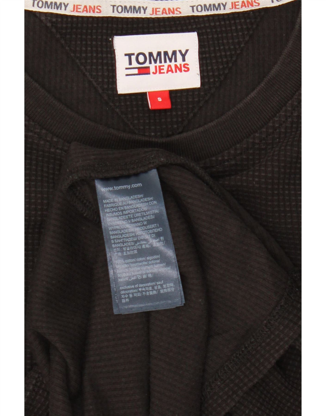Tommy Hilfiger Herren-Top, langärmelig, klein, schwarze Baumwolle