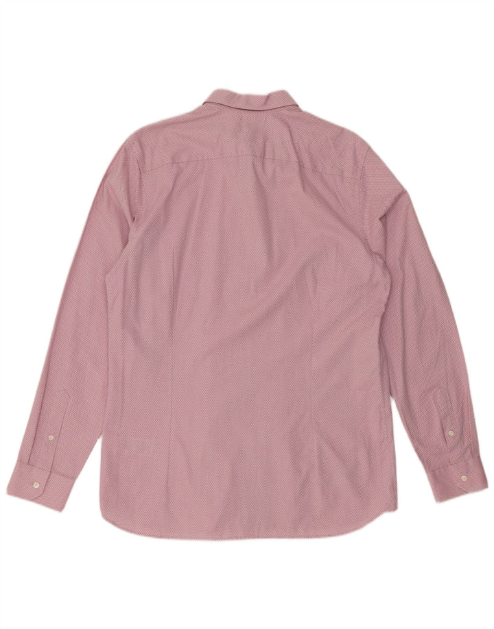 Ted Baker Herrenhemd, Größe 4, groß, rosa Argyle/Diamant-Baumwolle