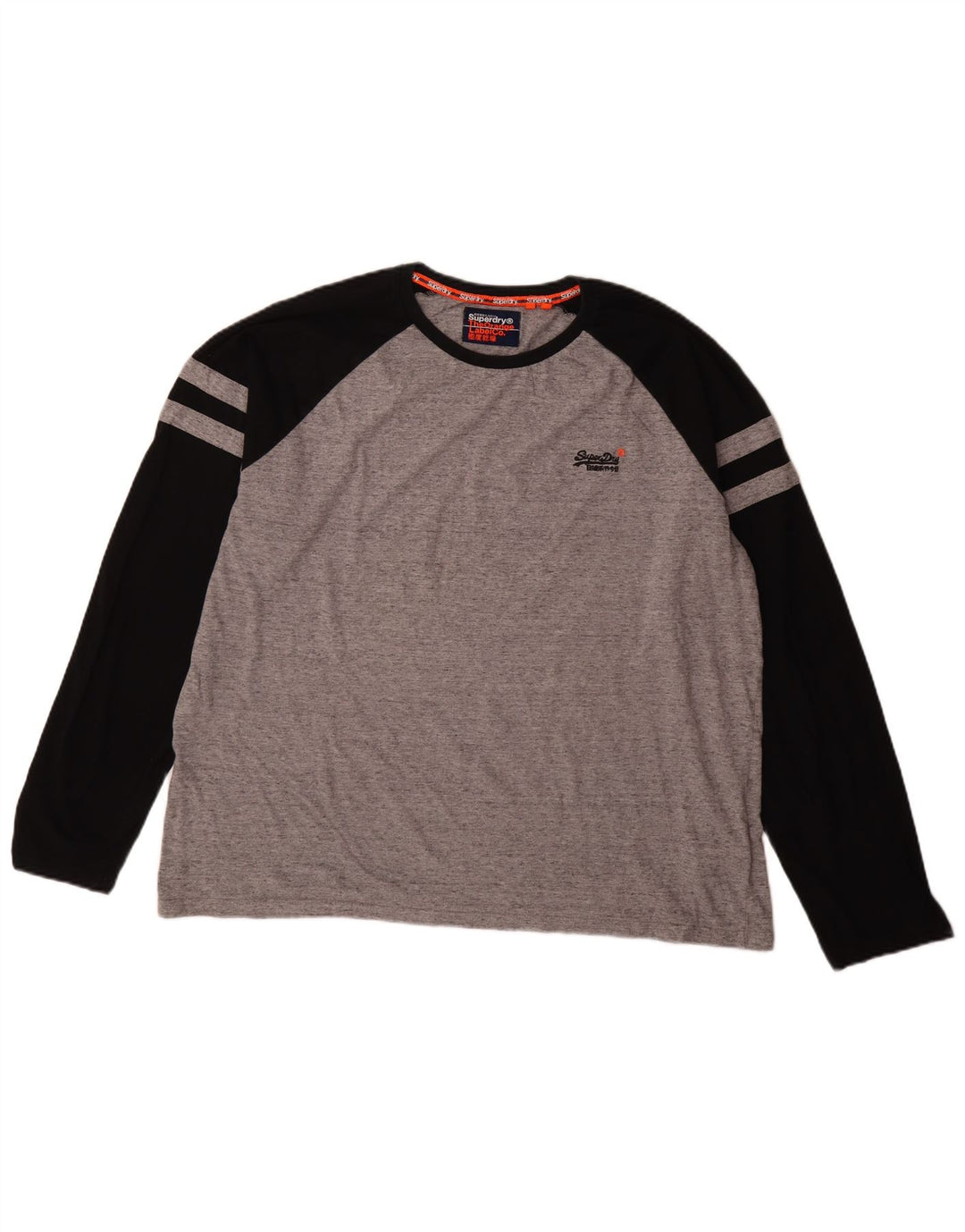 Superdry Herren-Oberteil, langärmelig, 3XL, Grau, Colourblock-Baumwolle
