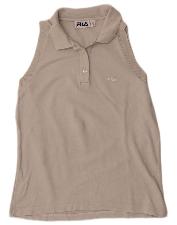 Fila Damen Ärmelloses Poloshirt US 12 Large Grau