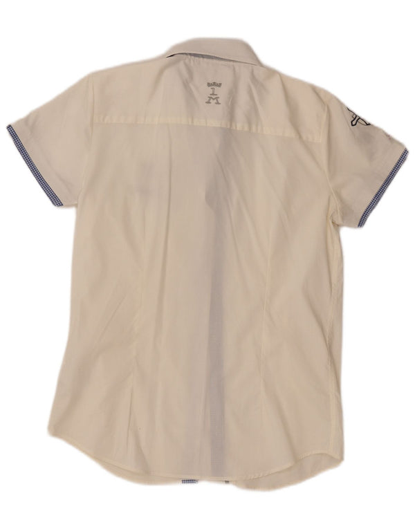 La Martina Damen Grafik-Kurzarmshirt UK 18 XL Off White Baumwolle