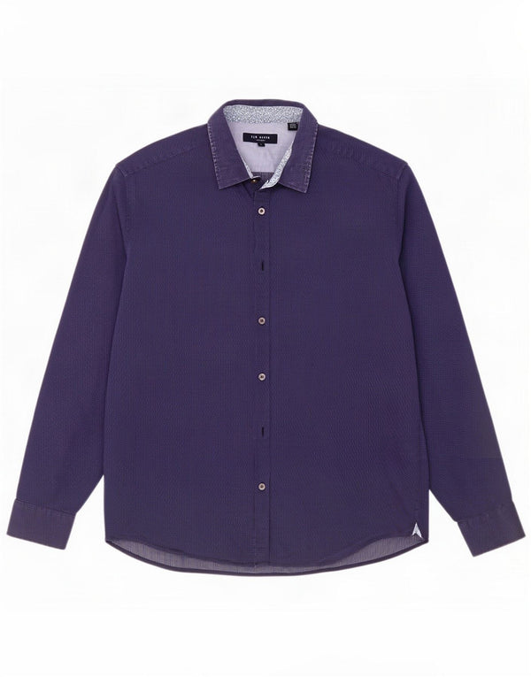 Ted Baker Herrenhemd Größe 4 Large Marineblau gepunktet