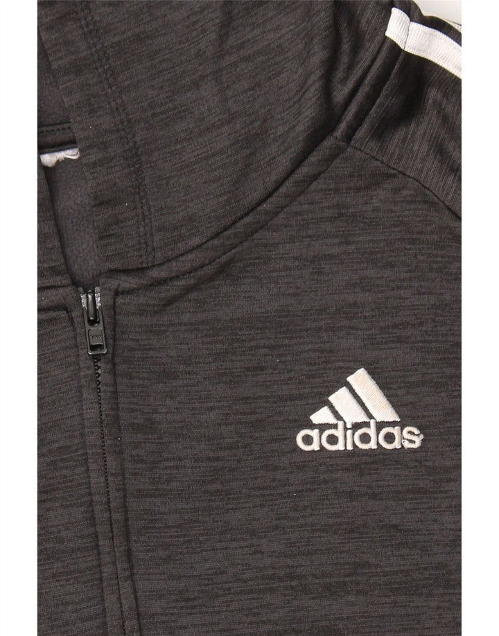 ADIDAS Womens Zip Hoodie Sweater UK 14 Medium Grey Vintage Adidas and Second-Hand Adidas from Messina Hembry 