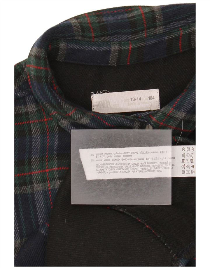 Zara Overshirt Flanellhemd für Jungen, 13–14 Jahre, marineblau, kariert, Polyester